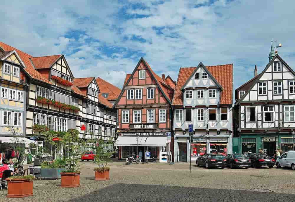 Marktplatz in der historischen Innenstadt von Celle