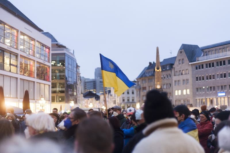 Hilfe für die Ukraine durch Proteste in Innenstadt